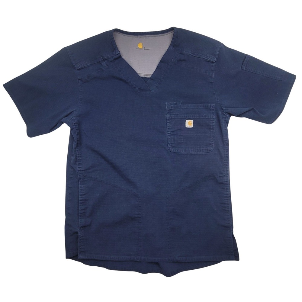 Carhartt Liberty Force Navy Blue Ripstop‎ V-Neck Scrub Top C16418 Womens Small